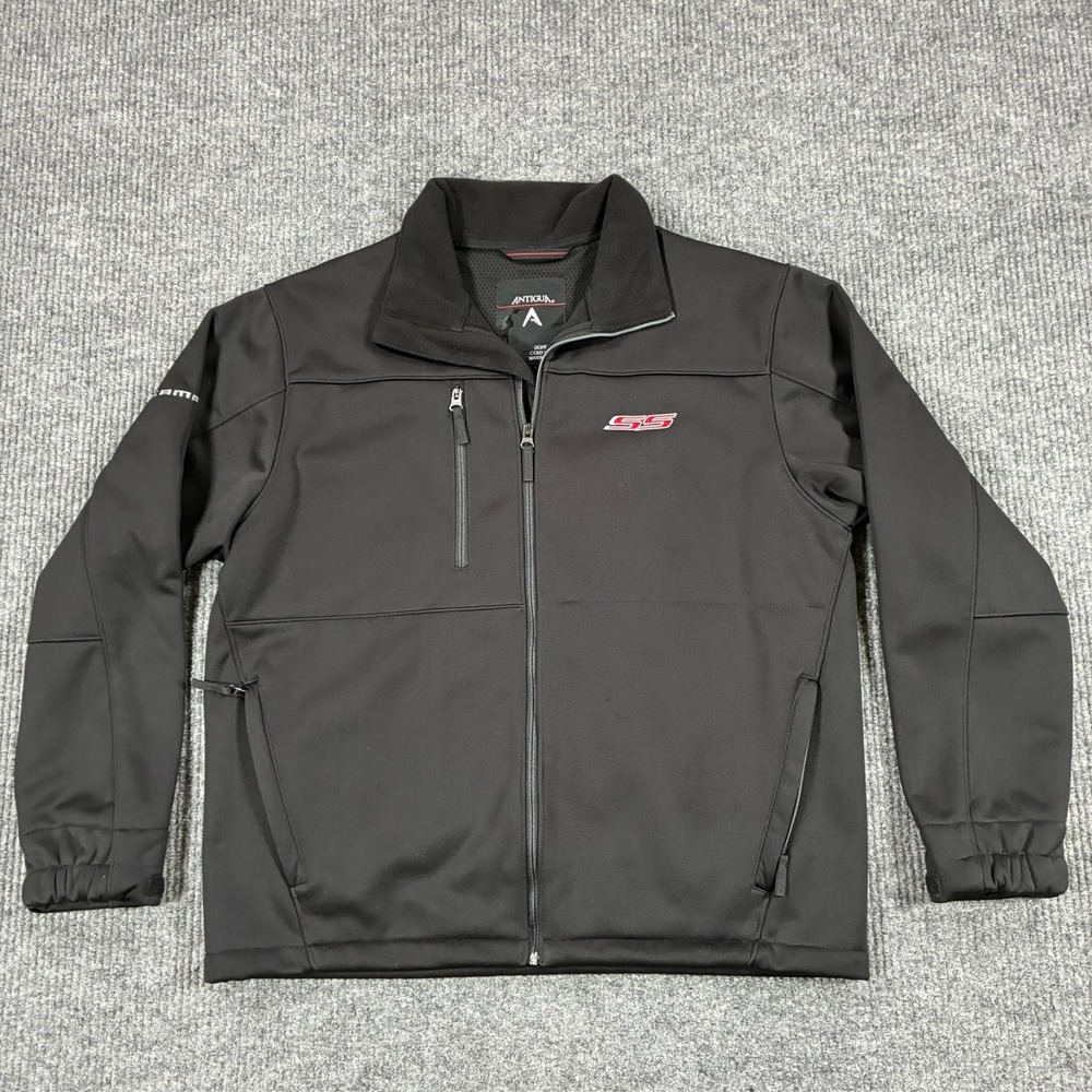 Antigua SS Logo Softshell Jacket L Black Lightweight Water Resistant Full Zip